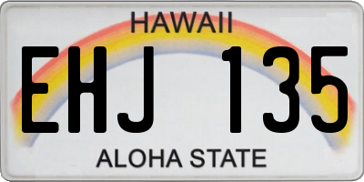 HI license plate EHJ135