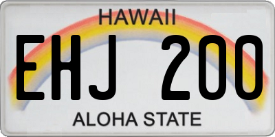 HI license plate EHJ200