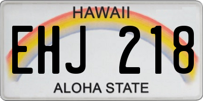 HI license plate EHJ218