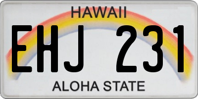 HI license plate EHJ231