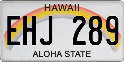 HI license plate EHJ289