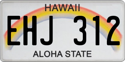 HI license plate EHJ312