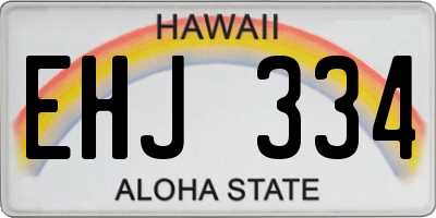 HI license plate EHJ334