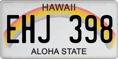 HI license plate EHJ398