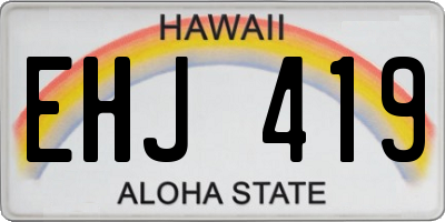 HI license plate EHJ419
