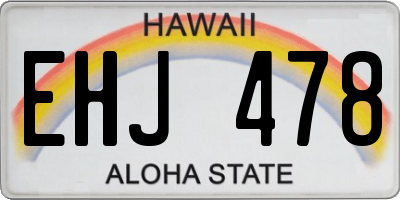 HI license plate EHJ478