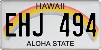 HI license plate EHJ494
