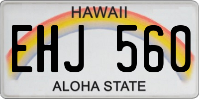 HI license plate EHJ560