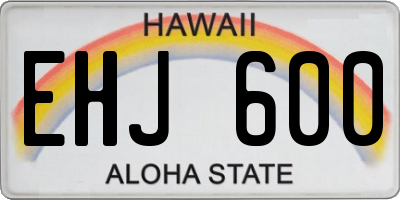 HI license plate EHJ600