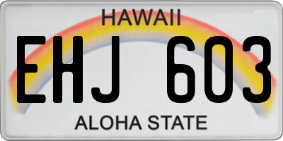 HI license plate EHJ603