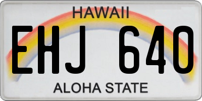 HI license plate EHJ640