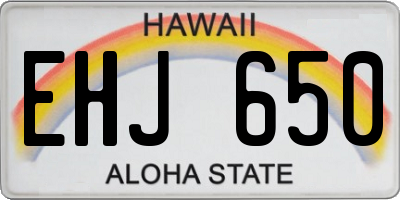 HI license plate EHJ650