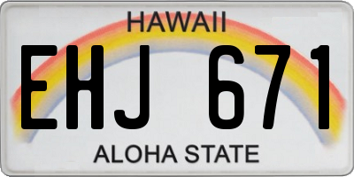 HI license plate EHJ671