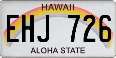 HI license plate EHJ726