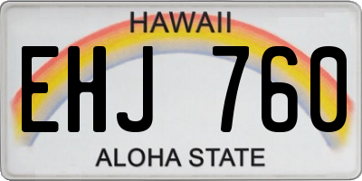 HI license plate EHJ760