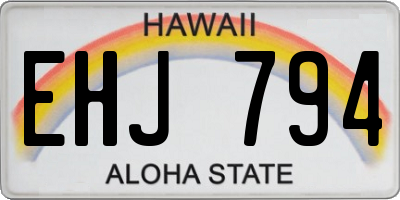 HI license plate EHJ794