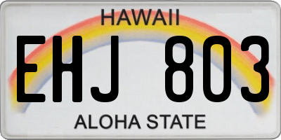 HI license plate EHJ803