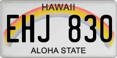 HI license plate EHJ830