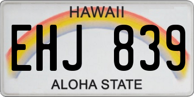 HI license plate EHJ839