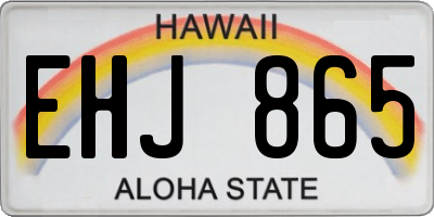 HI license plate EHJ865