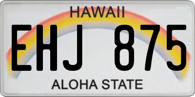 HI license plate EHJ875