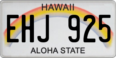 HI license plate EHJ925