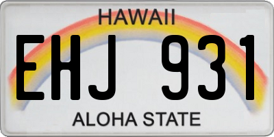 HI license plate EHJ931