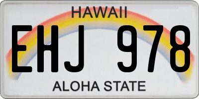 HI license plate EHJ978