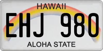 HI license plate EHJ980