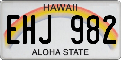 HI license plate EHJ982