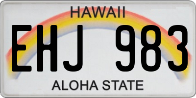 HI license plate EHJ983