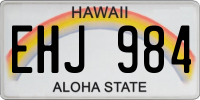 HI license plate EHJ984