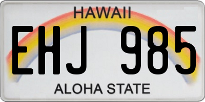 HI license plate EHJ985