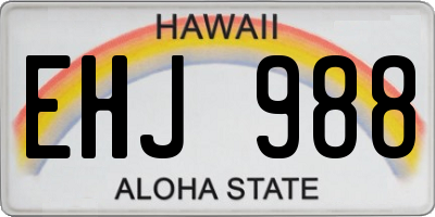 HI license plate EHJ988