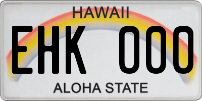HI license plate EHK000