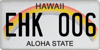 HI license plate EHK006