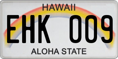 HI license plate EHK009