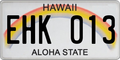 HI license plate EHK013