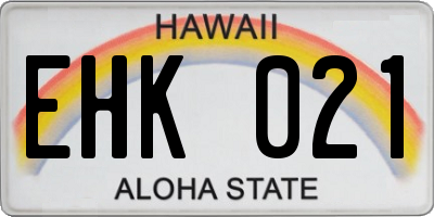 HI license plate EHK021