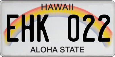 HI license plate EHK022
