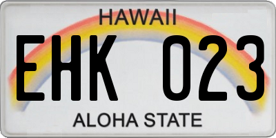 HI license plate EHK023