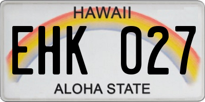 HI license plate EHK027