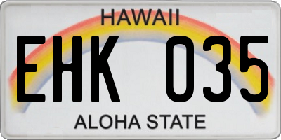 HI license plate EHK035