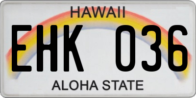 HI license plate EHK036