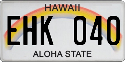 HI license plate EHK040