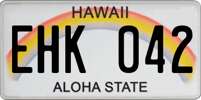 HI license plate EHK042