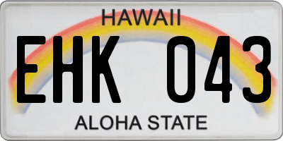 HI license plate EHK043