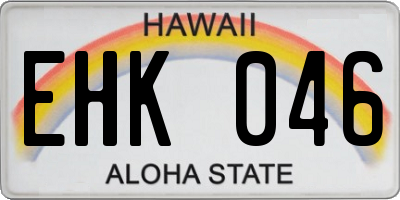 HI license plate EHK046