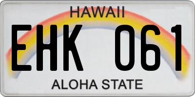 HI license plate EHK061