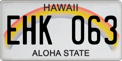 HI license plate EHK063